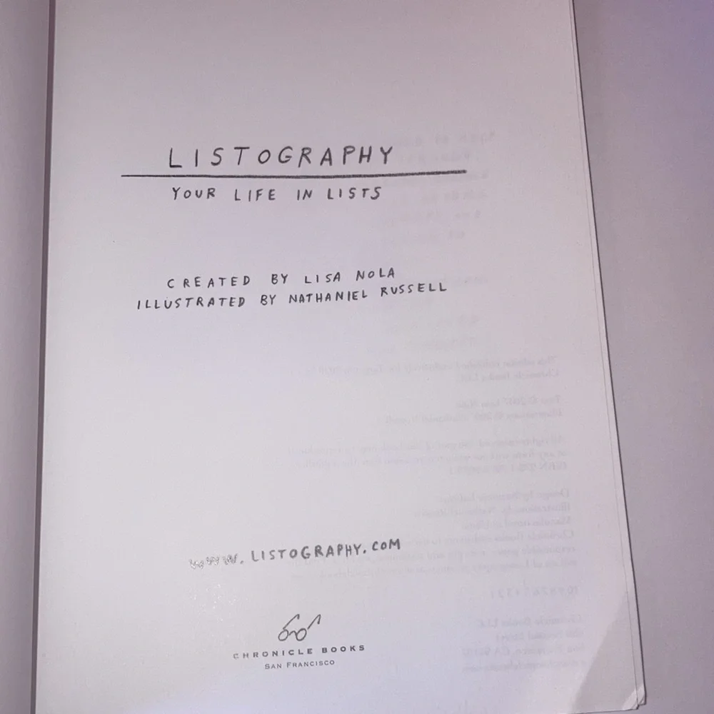 LISTOGRAPHY Your Life in Lists Paperback Journal Book by Lisa Nolan Like NEW